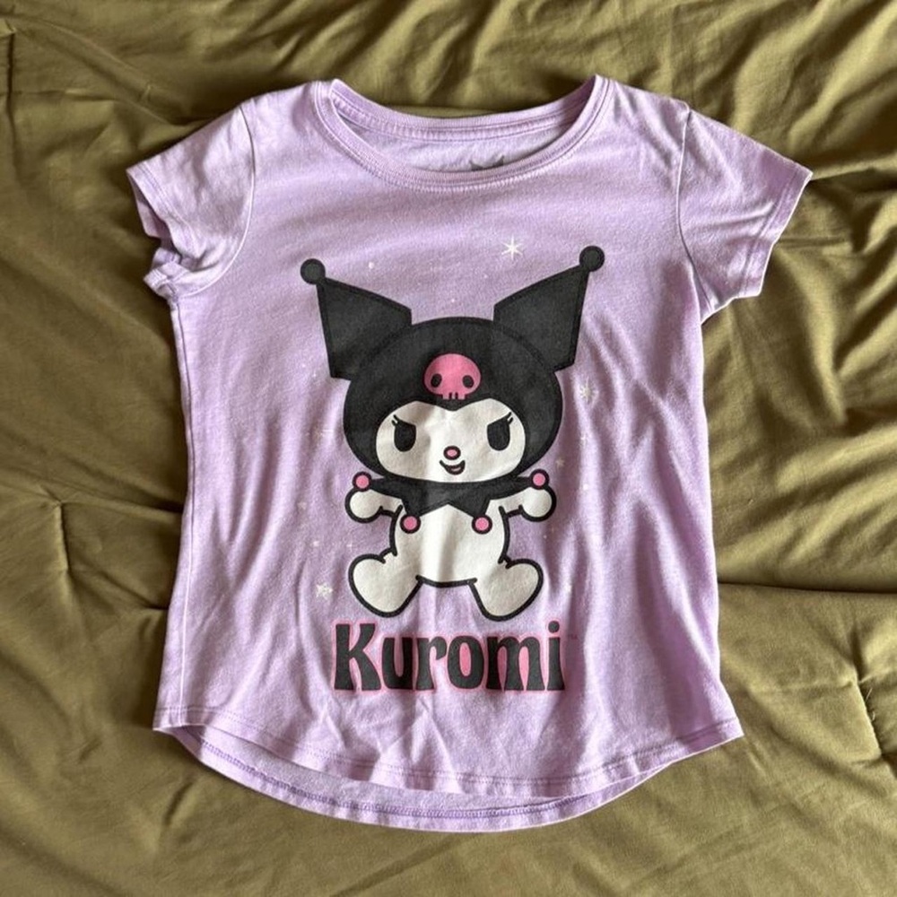 Sanrio Kuromi Graphic Tee in Lavender with Pink & Black Accents